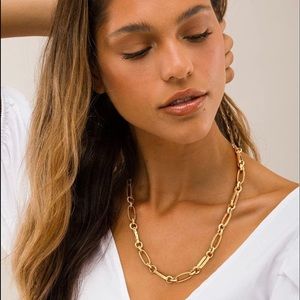14K Gold Plated Chunky Paperclips Links Necklace